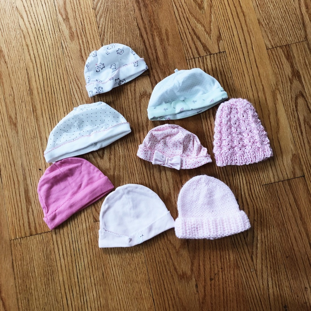 NEWBORN - 3 months Baby Girl Hat LOT